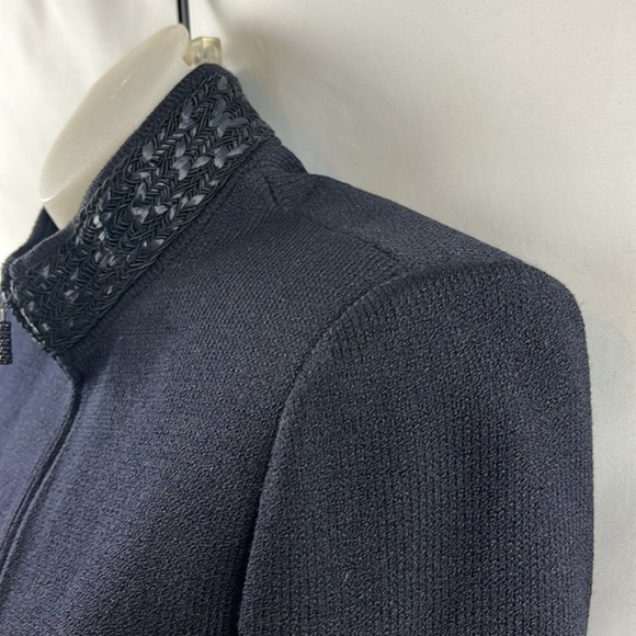 St. John Elegant High Collar Knit Black Cardigan Evening Jacket Size 4 - Picture 9 of 14